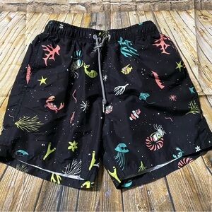 Boardies Black Underwater Fish Crab Swim Trunks Shorts